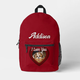 Valentinsherz Hundeliebe Benutzerdefiniertes Foto  Bedruckter Rucksack