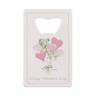 Valentinsherz rosa und grüne Herzballons Geldbeutel Flaschenöffner