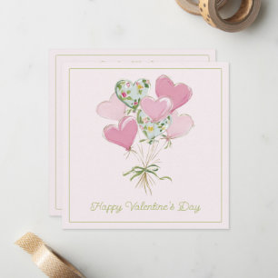 Valentinsherz rosa und grüne Herzballons Mitteilungskarte