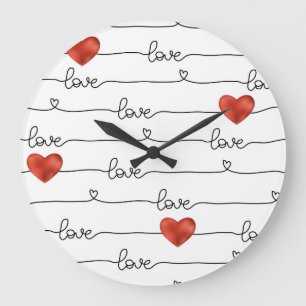 Valentinsherzen: 3D-Liniendesign Große Wanduhr