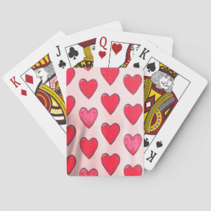 Valentinsherzen auf einem Deck klassischer Spielka Spielkarten