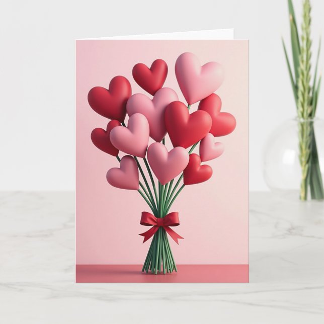 Valentinsherzen Blumenstrauß Karte (Vorderseite)