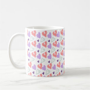 Valentinsherzen Lila Handgezeichnetes Muster Kaffeetasse