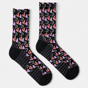 Valentinsherzen Lila Handgezeichnetes Muster Socken