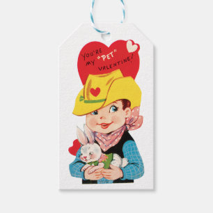 Valentinsjunge mit Kaninchenherz Geschenkanhänger