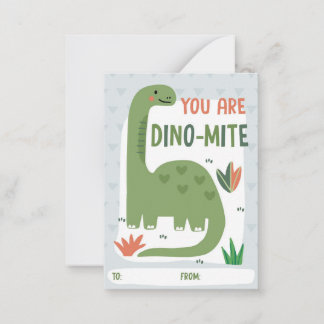 Valentinskarte Dinosaurier für Kinder im Klassenzi Mitteilungskarte