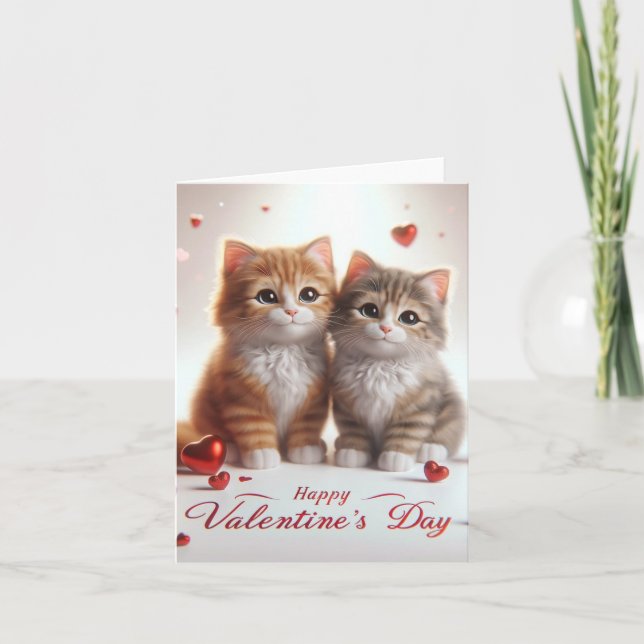 Valentinskarte mit Katzen Dankeskarte (Vorderseite)