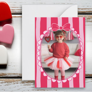 Valentinskarte mit Rahmen und Kinderfoto, Kind Sch Mitteilungskarte