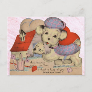Valentinskarte mit Vintage-Hunde-Liebe Postkarte