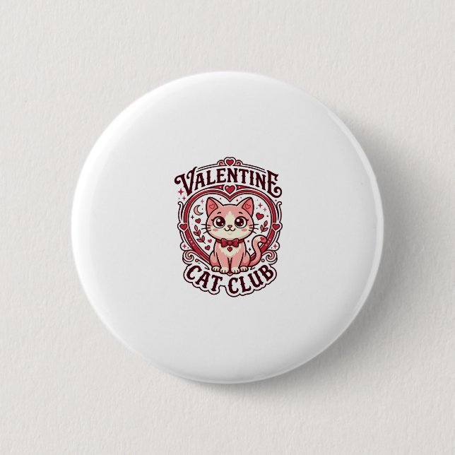 Valentinskatze Lustiges Katzenliebhaber-Design - V Button (Vorderseite)