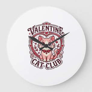 Valentinskatze Lustiges Katzenliebhaber-Design - V Große Wanduhr