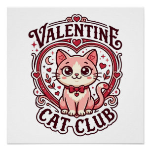 Valentinskatze Lustiges Katzenliebhaber-Design - V Poster
