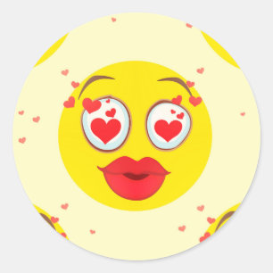Valentinskuss-Emoji Runder Aufkleber