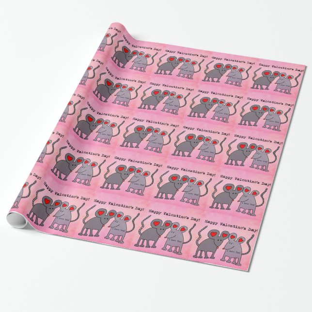 Valentinsmäuse Geschenkpapier (Ungerollt)