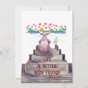 Valentinsmoos und Möwe 5x7 Flach Feiertagskarte