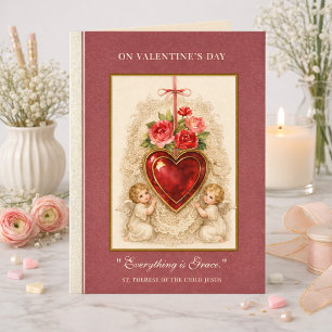 Valentinsrosen Engel St. Therese Herz Kreuz Karte
