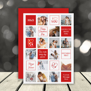 Valentinstag 14 Foto-Collage Benutzerdefinierter F Feiertagskarte