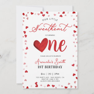 Valentinstag 1. Geburtstag Mädchen Einladung