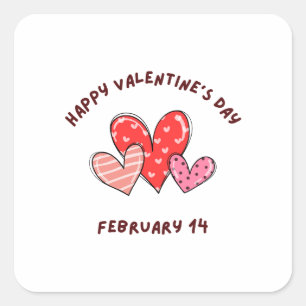 Valentinstag 2023 - Valentine 14 Februar Quadratischer Aufkleber