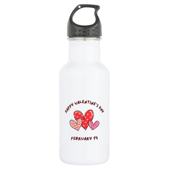 Valentinstag 2024 - Valentine 14 Februar Edelstahlflasche (Vorderseite)