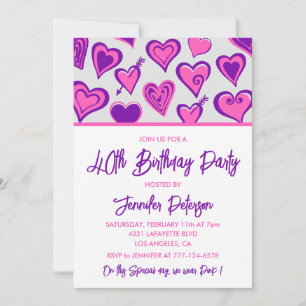 Valentinstag 40. Geburtstag Einladung rosa Herz