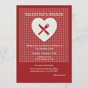 Valentinstag-Abendessen-Einladung Einladung