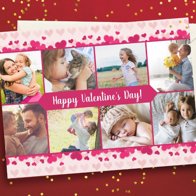 Valentinstag Acht Foto Collage mit Herz Postkarte (Von Creator hochgeladen)