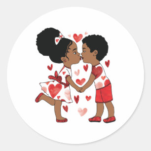 Valentinstag Afro Couple Holding Hands Design Runder Aufkleber