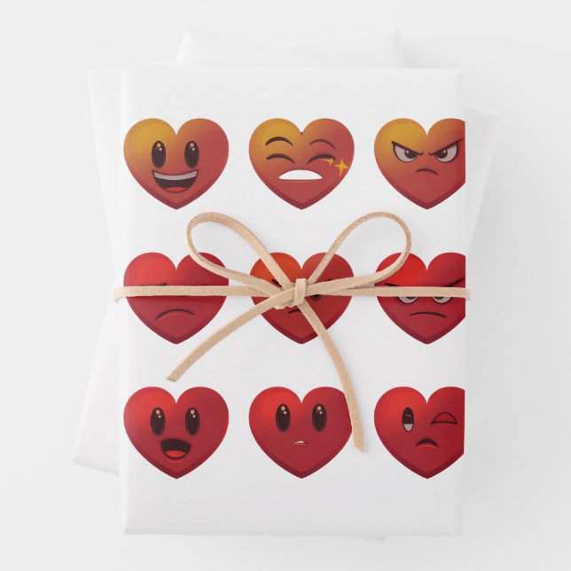 Valentinstag Albern Faces Hearts Funny Geschenkpapier Set (Beispiel)
