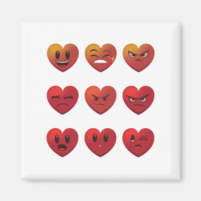 Valentinstag Albern Faces Hearts Funny Magnet (Vorne)