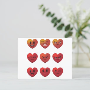 Valentinstag Albern Faces Hearts Funny Postkarte