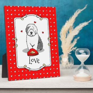 Valentinstag Altes Englisch Schafhund Grau 1 Niedl Fotoplatte