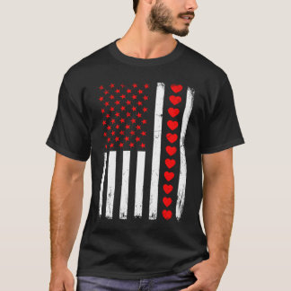 Valentinstag Amerikanische Flagge Herzen Ihn Sie J T-Shirt