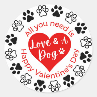 Valentinstag-Aufkleber für Hunde Runder Aufkleber