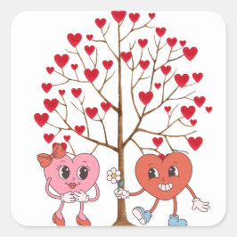 Valentinstag-Aufkleber, Herz-Aufkleber, Liebe Quadratischer Aufkleber