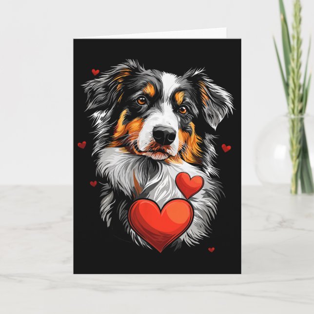 Valentinstag Australian Shepherd Hund  Karte (Vorderseite)