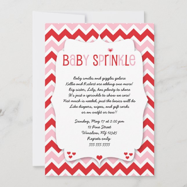 Valentinstag Baby Sprinkle / Babydusche einladen Einladung (Vorderseite)