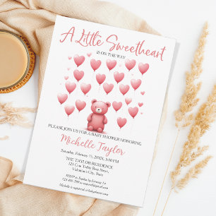 Valentinstag Babydusche Niedlicher Bärenjunge Einladung