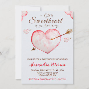 Valentinstag Babyshower-Einladung Herz Pfeil Einladung
