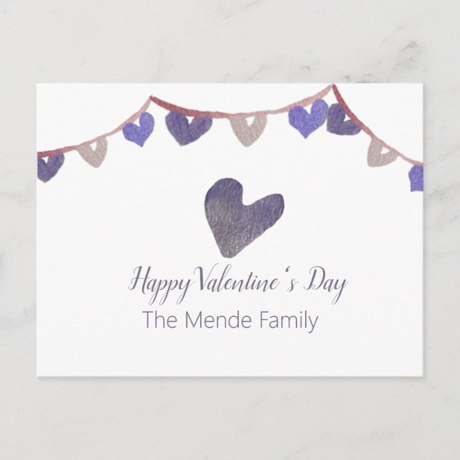 Valentinstag-Banner Wasserfarbe Postkarte (Vorderseite)