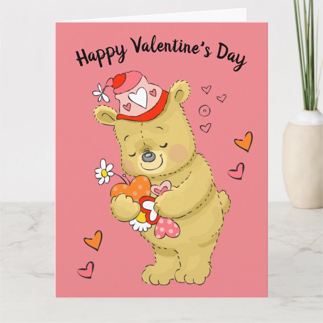 Valentinstag Bär und Herz Karte (Vorderseite)