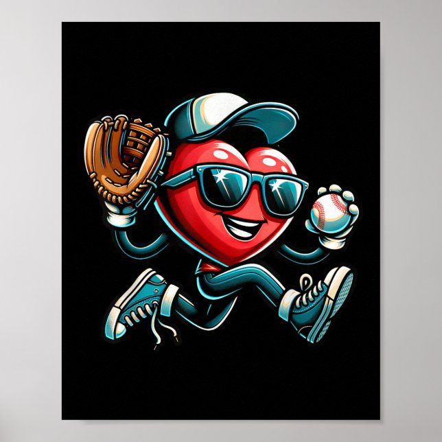 Valentinstag Baseball Boys Kids Funny Poster (Vorne)