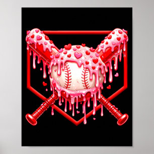 Valentinstag Baseball Jungen Eiscreme-Tropfherz Poster