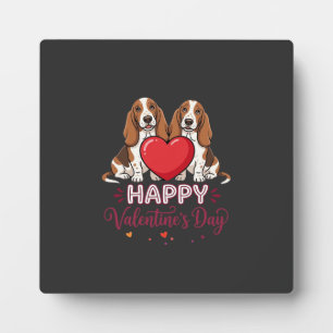 Valentinstag-Basset-Hound-Blumen-Hund Fotoplatte