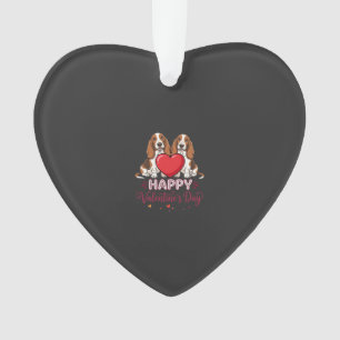 Valentinstag-Basset-Hound-Blumen-Hund Ornament