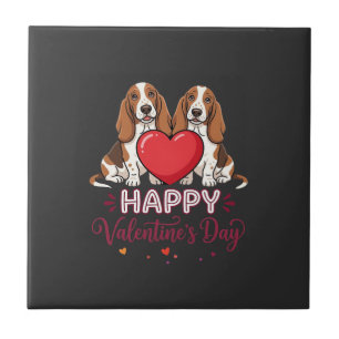Valentinstag-Basset-Hound-Florale Hund Fliese