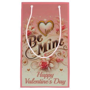 Valentinstag-Be-Mine-Design mit Herz, Zitat Kleine Geschenktüte