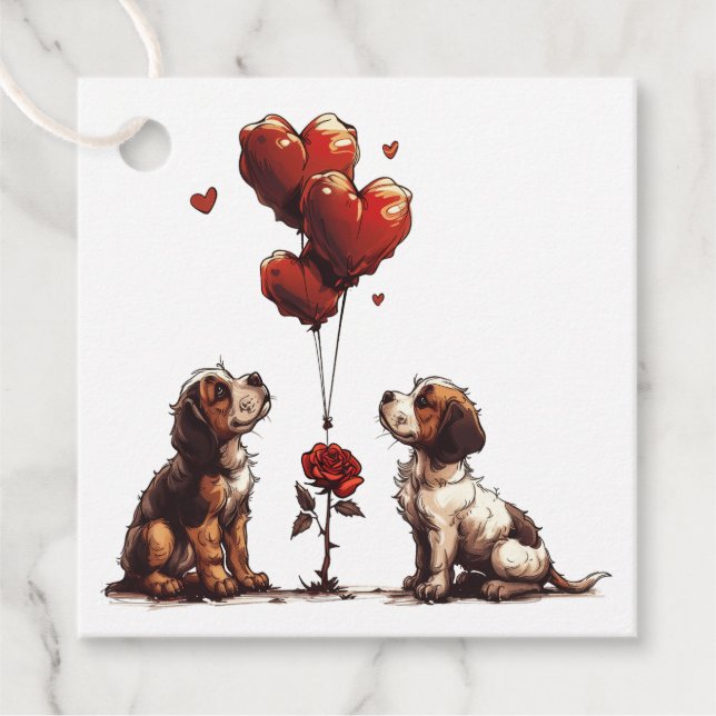 Valentinstag Beagle Hunde Geschenkanhänger (Vorderseite)