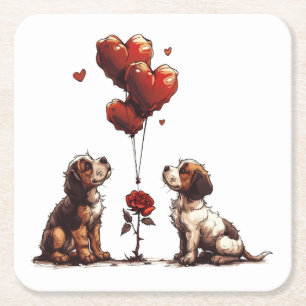 Valentinstag Beagle Hunde Rechteckiger Pappuntersetzer