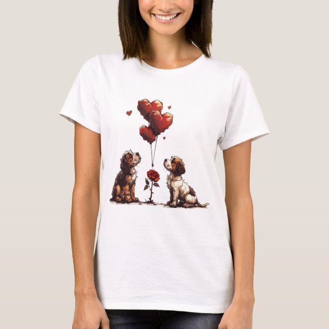 Valentinstag Beagle Hunde T-Shirt (Vorderseite)